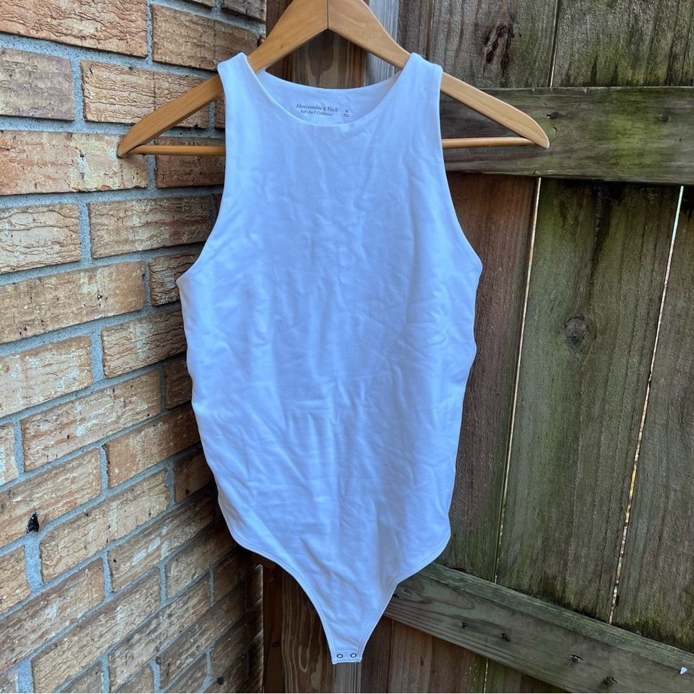 Abercrombie & Fitch White Open Back Bodysuit Soft A&F Collection